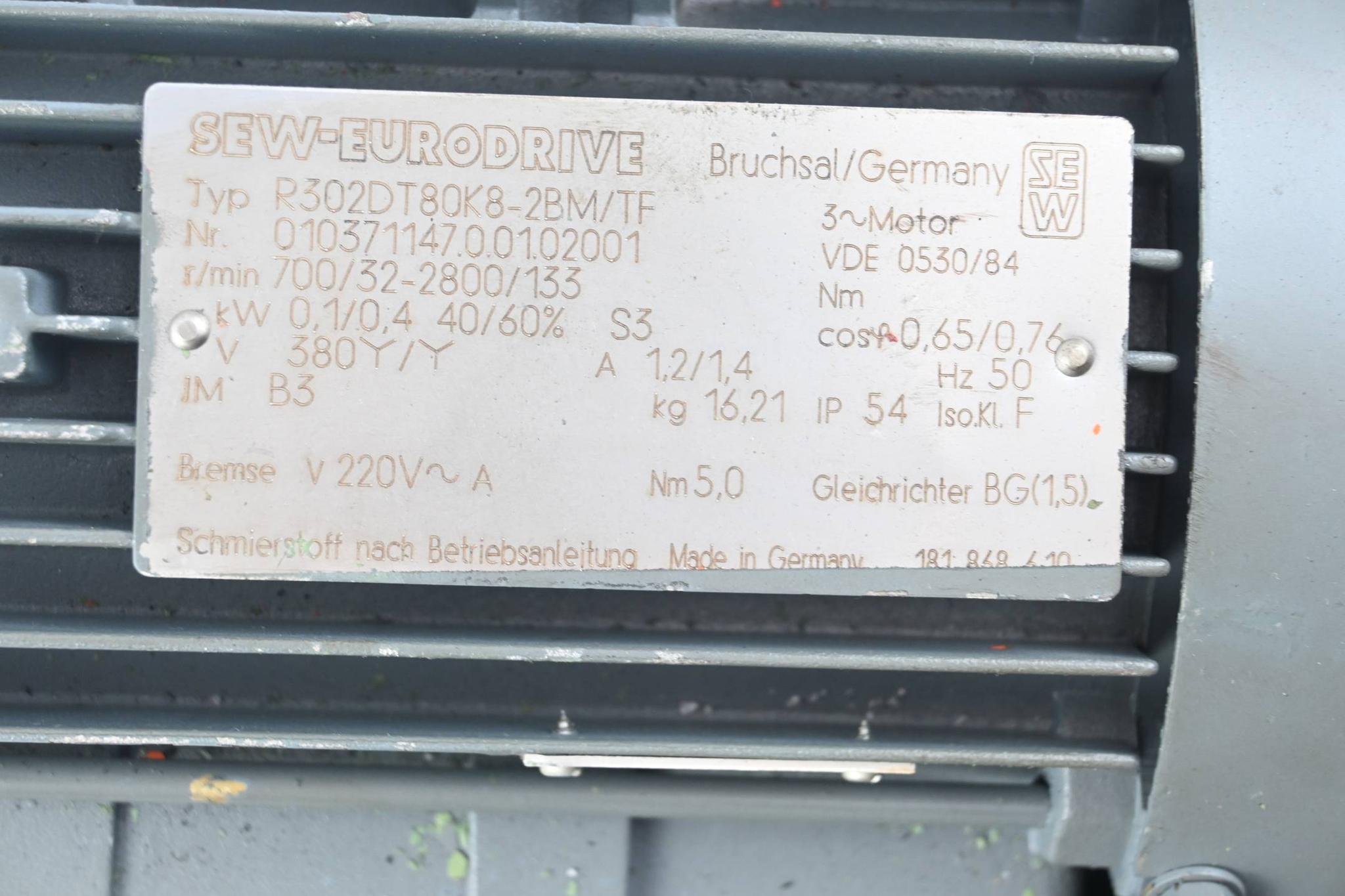 Produktfoto 2 von SEW Eurodrive Getriebemotor R302DT80K8-2BM/TF ( R302 DT80K8-2BM/TF )