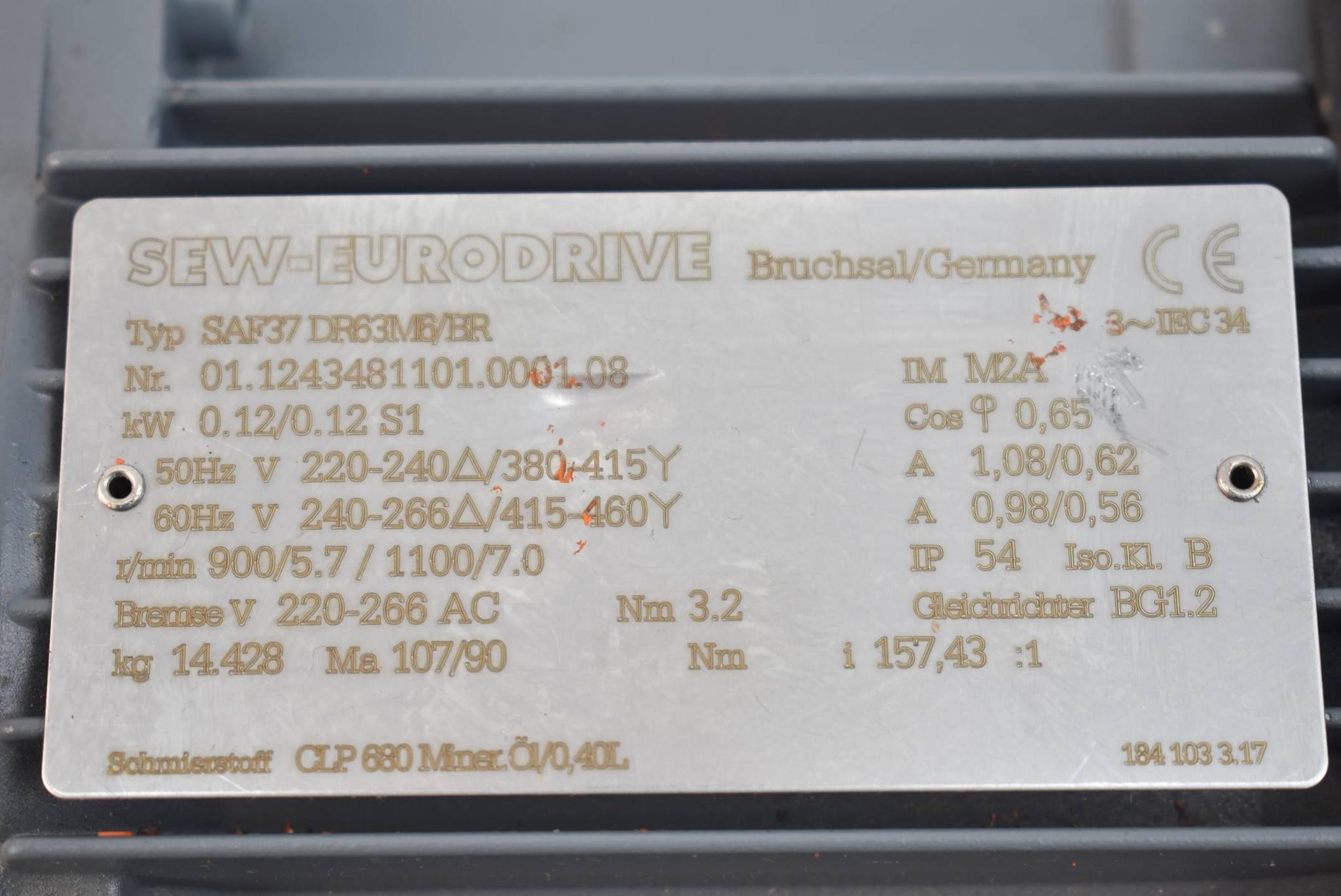 Produktfoto 4 von SEW eurodrive Getriebemotor SAF37 DR63M6/BR ( 0,12/0,12/S1kW )