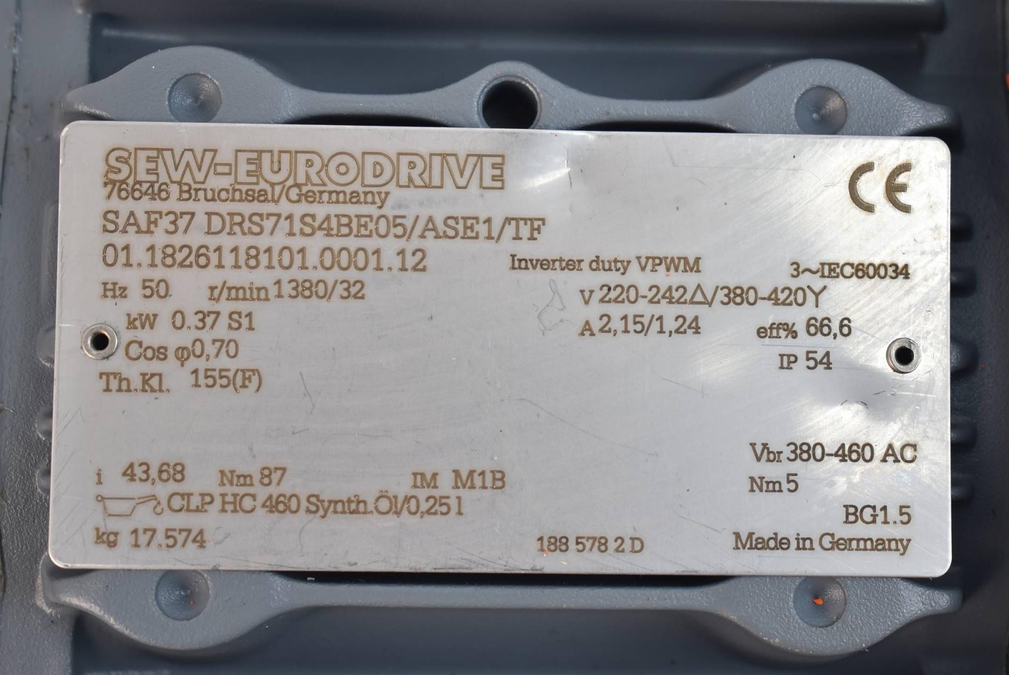 Produktfoto 4 von SEW eurodrive Getriebemotor SAF37 DRS71S4BE05/ASE1/TF ( 0,37 S1 kW )