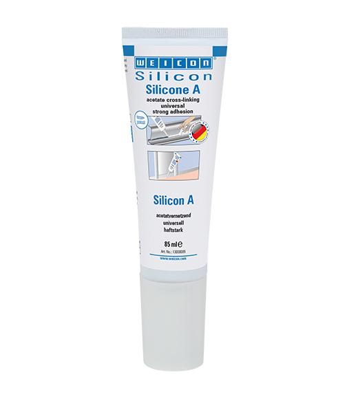 Produktfoto 1 von WEICON Silicon A | acetatvernetzender und fungizid eingestellter Dichtstoff | 85 ml | transparent