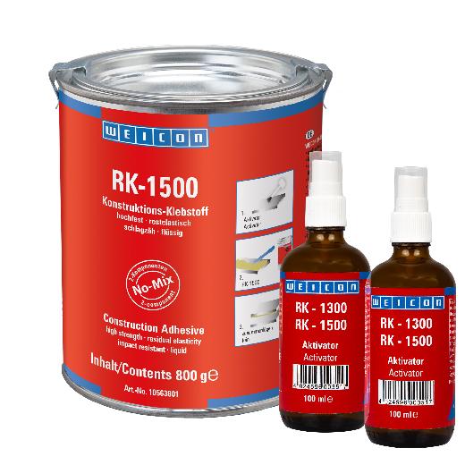 Produktfoto 1 von WEICON RK-1500 | Acrylat-Strukturklebstoff, flüssiger No-Mix Klebstoff | 1 kg | gelblich, transparent