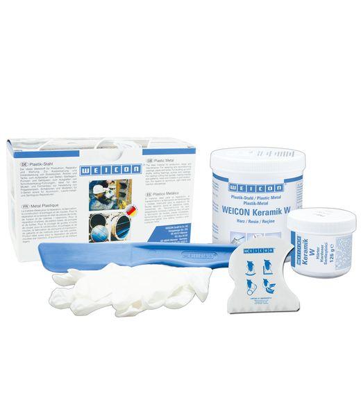 Produktfoto 1 von WEICON Keramik W | mineralisch gefülltes Epoxidharz-System zur Verschleißschutzbeschichtung | 0,5 kg | weiß