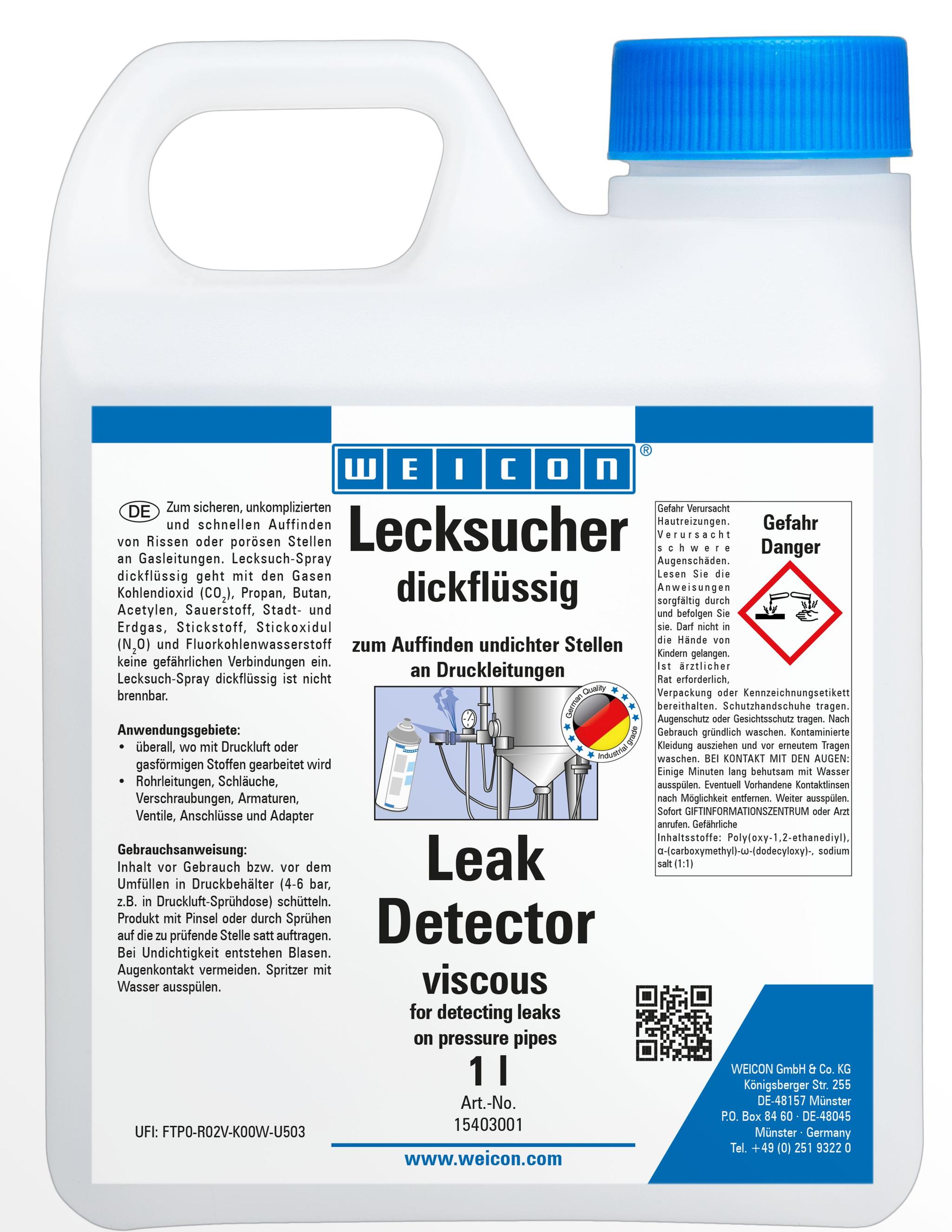 WEICON Lecksucher dickflüssig | zum Auffinden von Rissen an Druckleitungen | 1 L | weiß, milchig