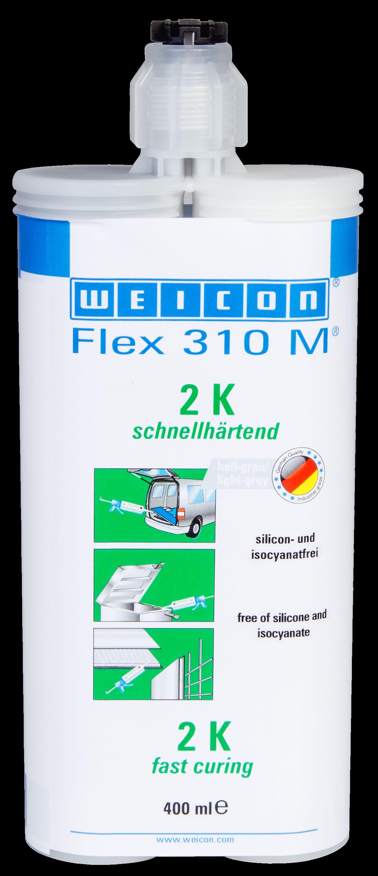 Produktfoto 1 von WEICON Flex 310 M® 2 K | elastischer Klebstoff auf Hybrid-Polymer-Basis, schnellhärtend | 400 ml | grau