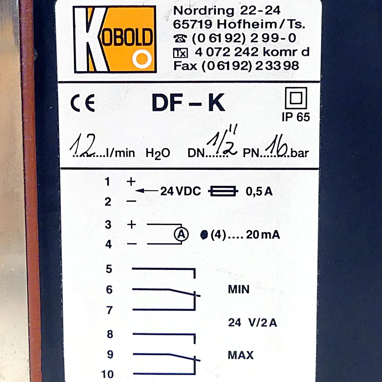 Produktfoto 2 von KOBOLD Flügelrad-Durchflussmesser