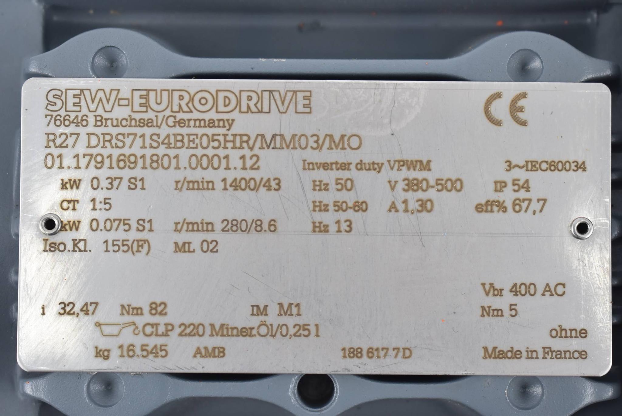 Produktfoto 3 von SEW Eurodrive Getriebemotor R27 DRS71S4BE05HR/MM03/MO + MM03D-503-00 + MLU110