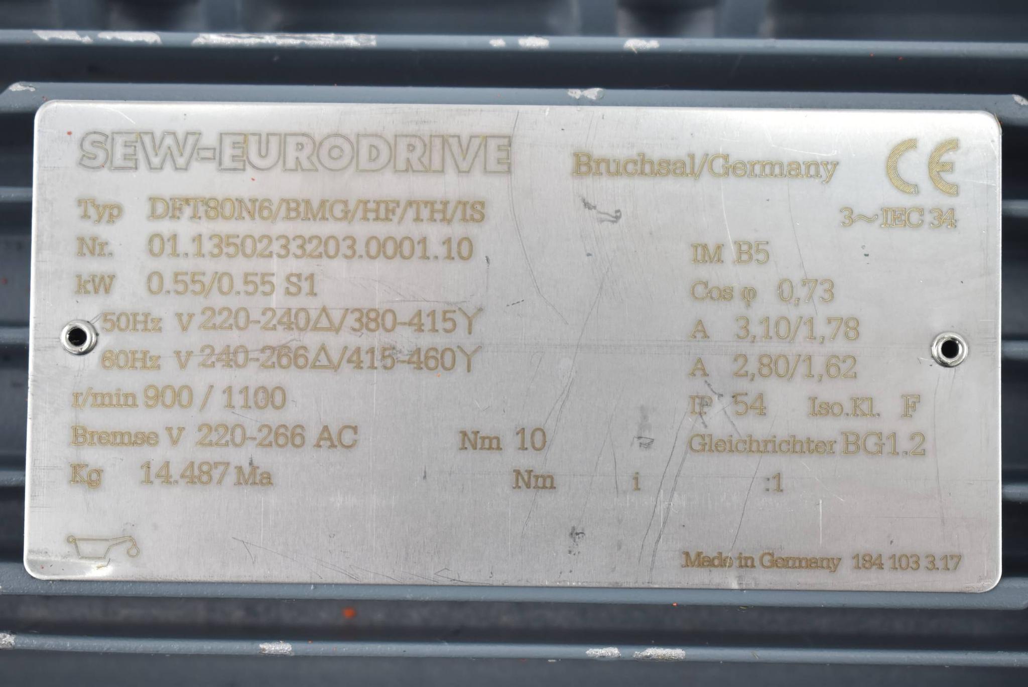 Produktfoto 2 von SEW Eurodrive Getriebemotor DFT 80 N6/BMG/HF/TH/IS ( DFT80N6/BMG/HF/TH/IS )