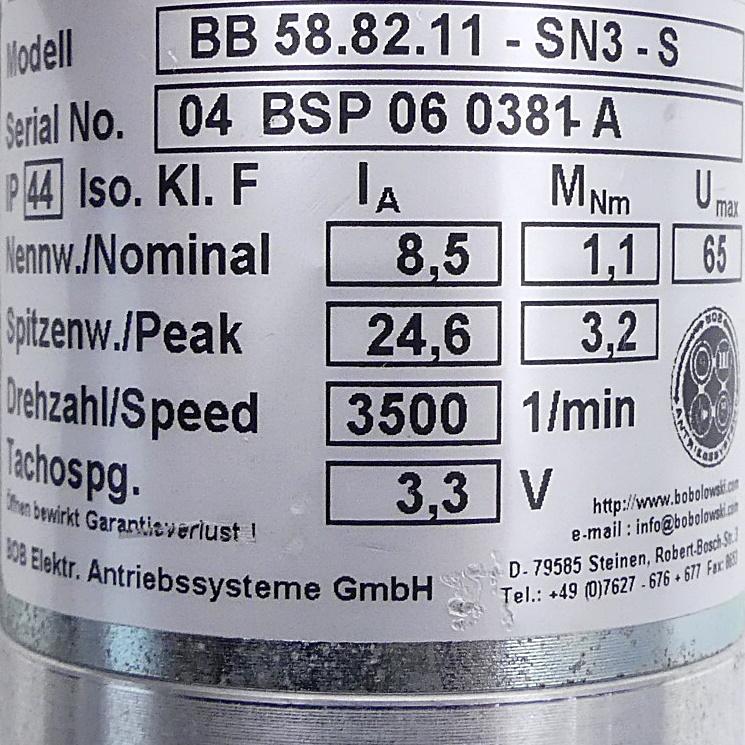 Produktfoto 2 von SIEMENS BB 58.82.11-SN3-S Servomotor