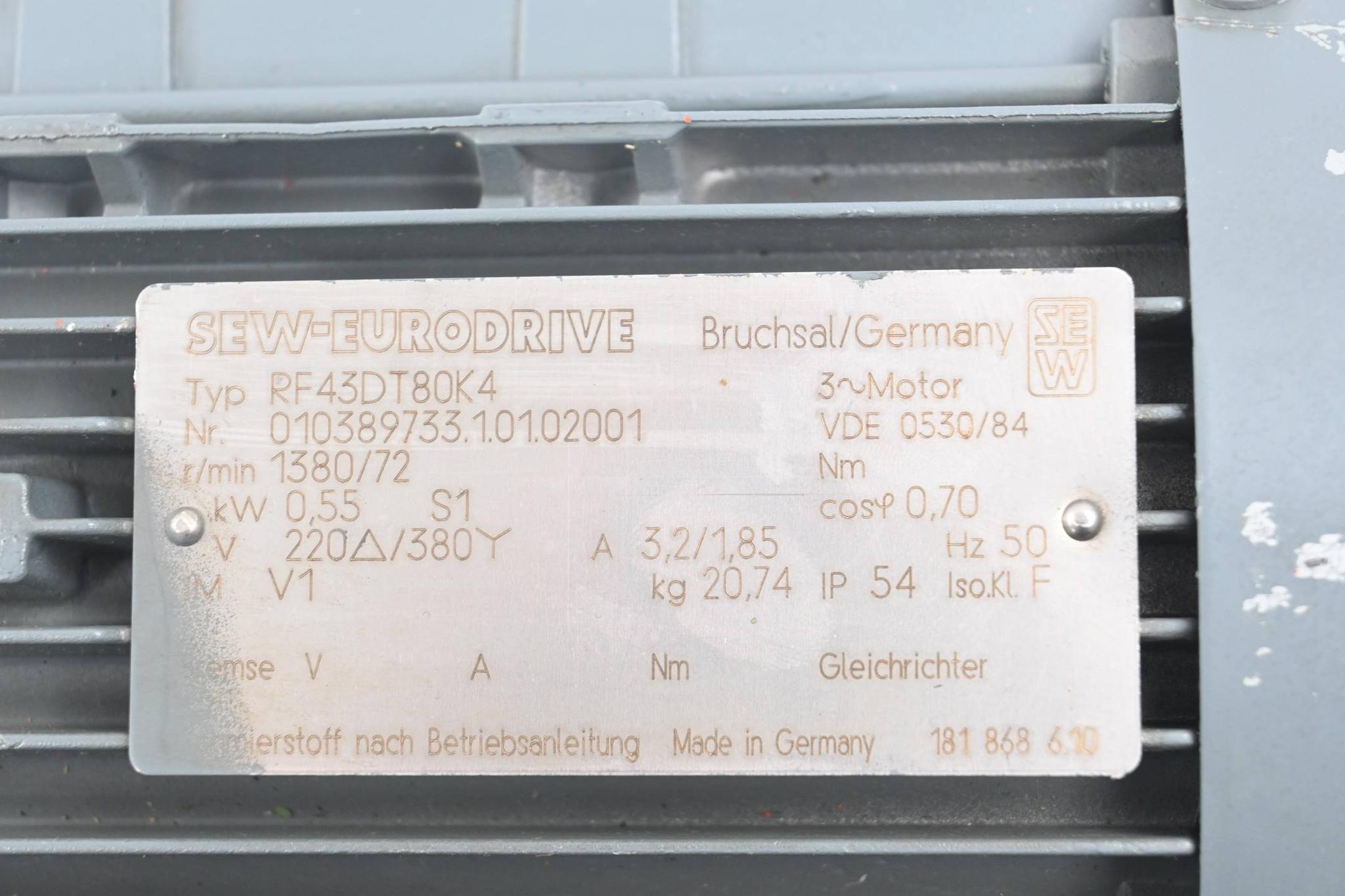 Produktfoto 2 von SEW-Eurodrive 3~ Getriebemotor RF43DT80K4 ( RF43 DT80K4 ) 0,55 kW