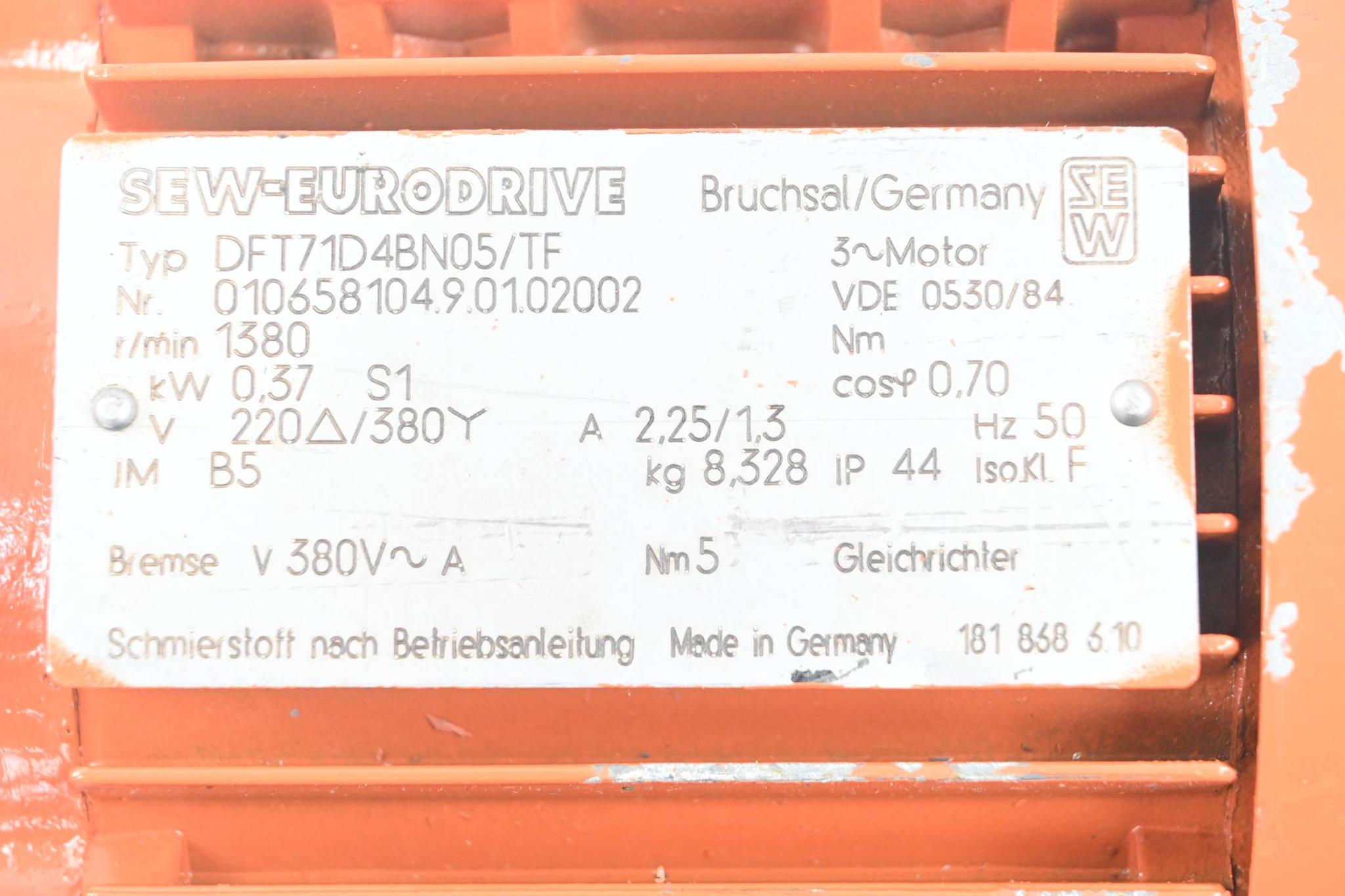 Produktfoto 2 von SEW-Eurodrive 3~ Bremsmotor DF71D4BN05/TF ( DF71 D4BN05/TF ) 0,37 kW