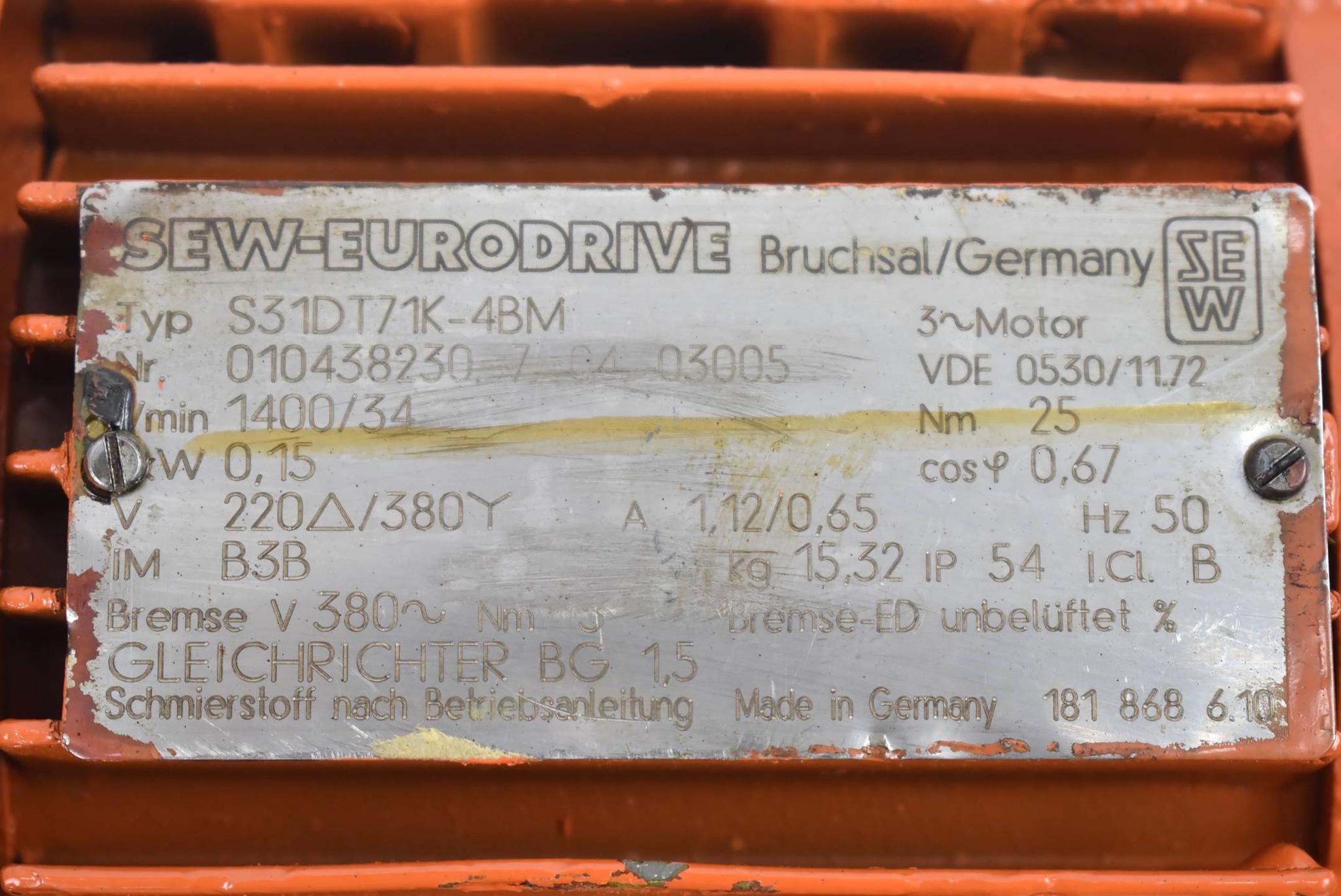 Produktfoto 2 von SEW Eurodrive Getriebemotor S31 DT71K-4BM ( S31DT71K-4BM ) 0,15kW 1400r/min.