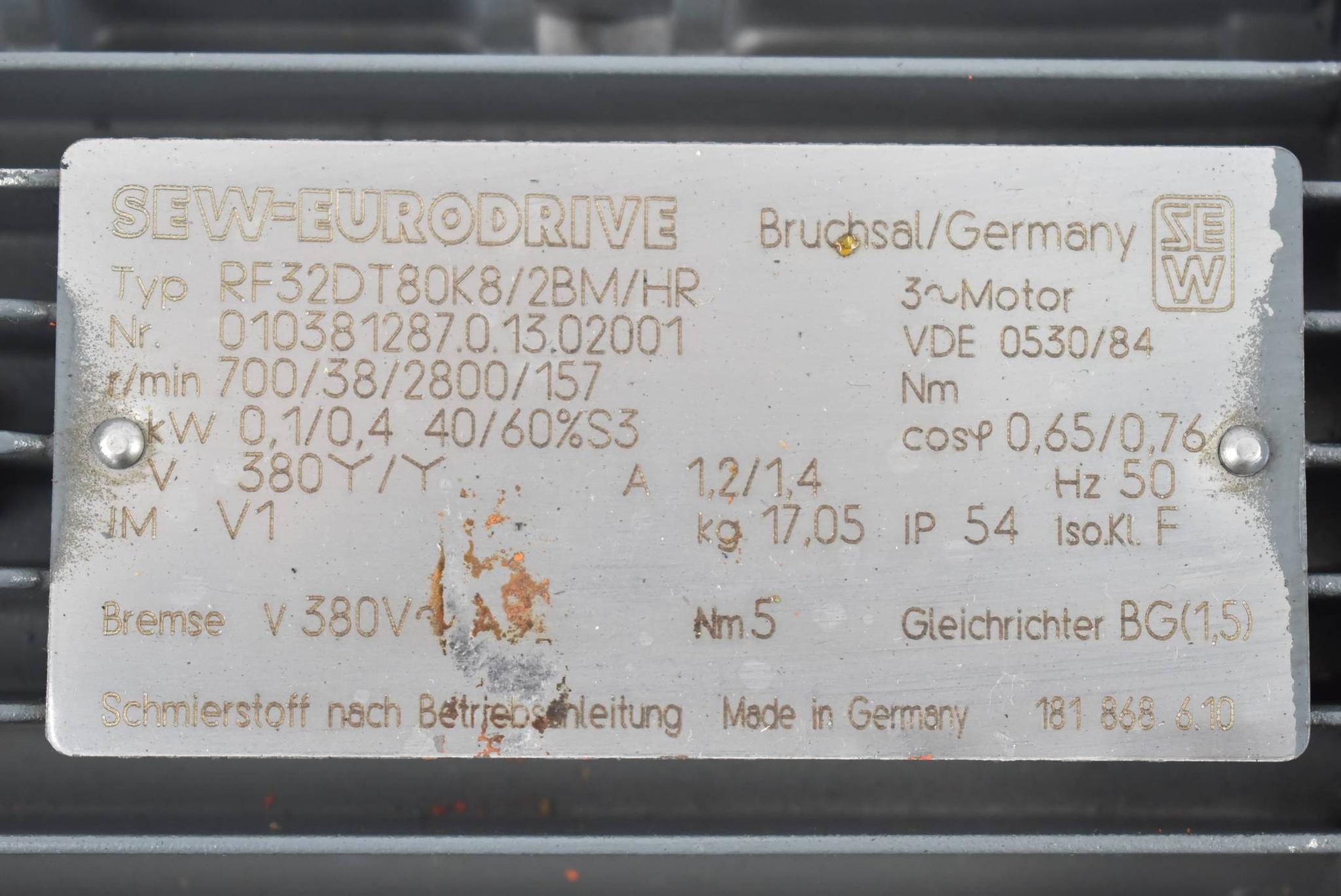 Produktfoto 2 von SEW Eurodrive Getriebemotor RF32 DT80K8/2BM/HR ( RF32DT80K8/2BM/HR )