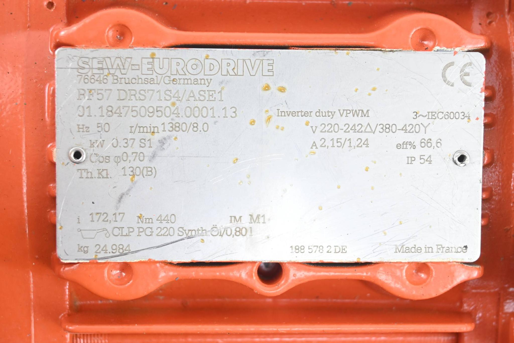 SEW Eurodrive Getriebemotor RF57DRS71S4/ASE1 ( RF57 DRS71S4/ASE1 )