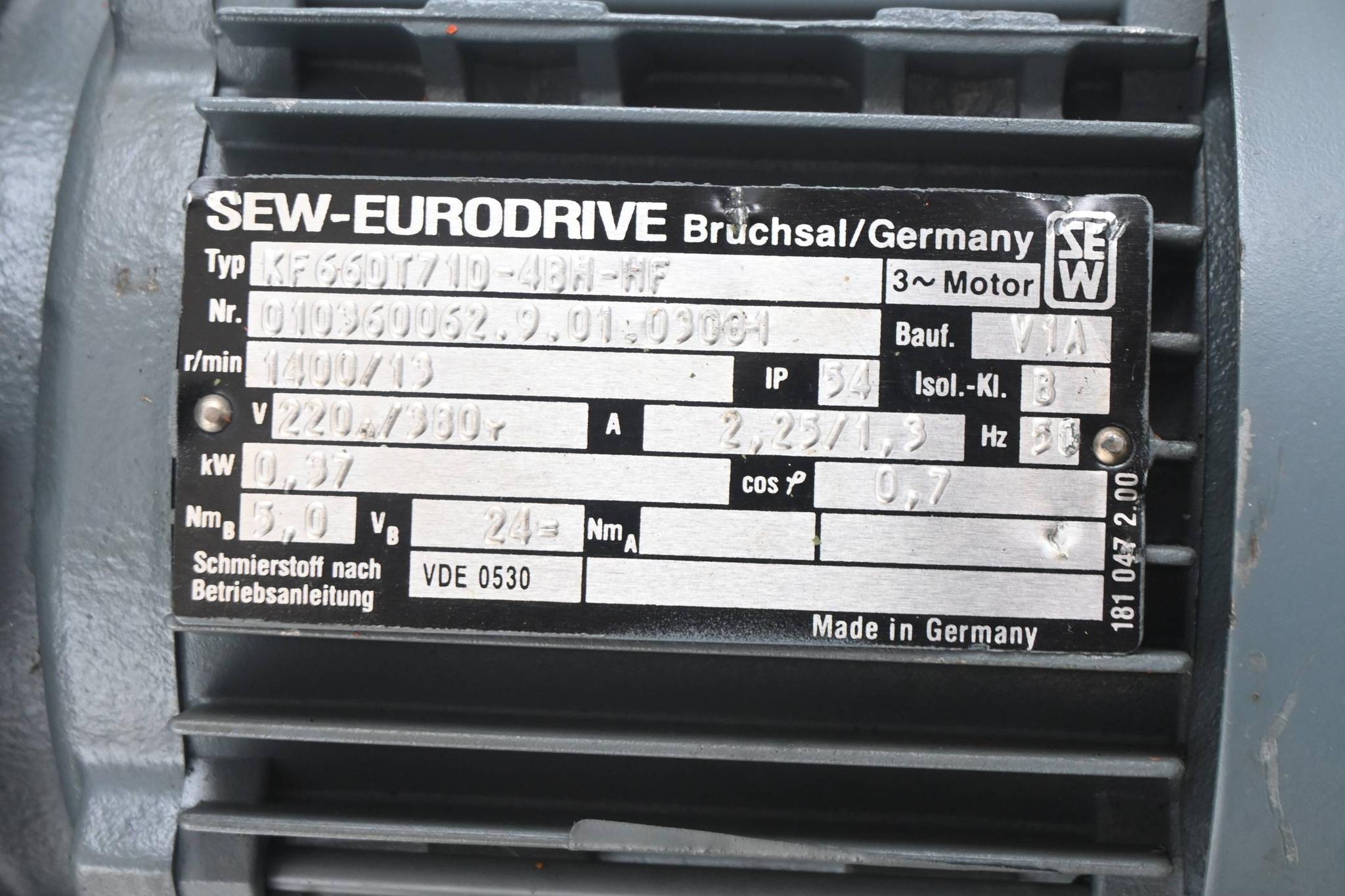 SEW-Eurodrive 3~ Getriebemotor KF66DT71D-4BH-HF ( KF66 DT71D-4BH-HF ) 0,37 kW