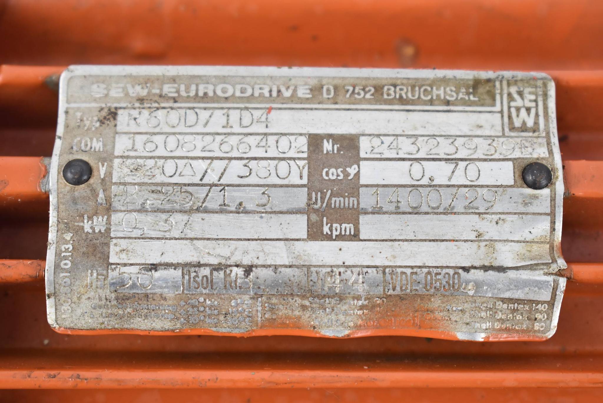 Produktfoto 2 von SEW Eurodrive Getriebemotor R60 D71D4 ( R60D71D4 ) 0,37kW 1400U/min.