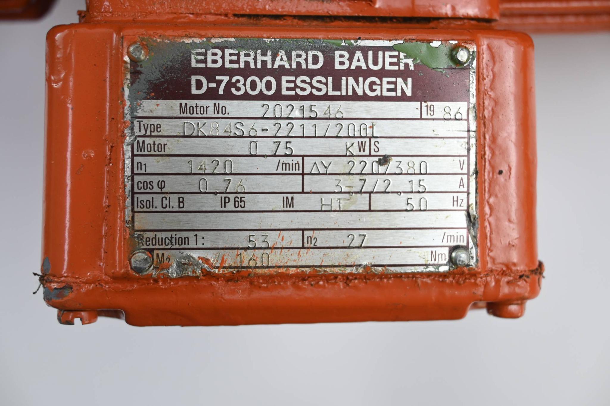 Produktfoto 2 von Eberhard Bauer Getriebemotor DK84S6-2211/200L ( 220/380V 0,75kW 1420/min )