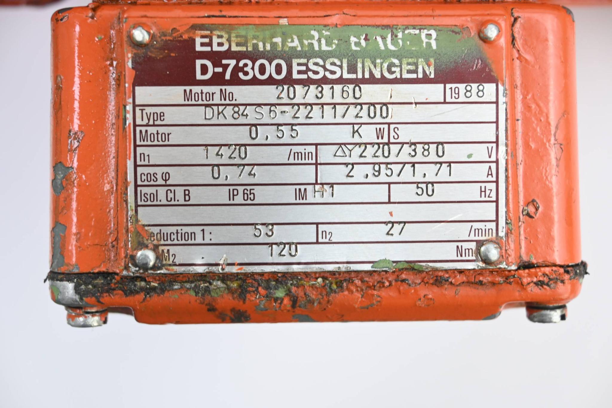 Produktfoto 2 von Eberhard Bauer Getriebemotor DK84S6-2211/200 ( 220/380V 0,55kW 1420/min )