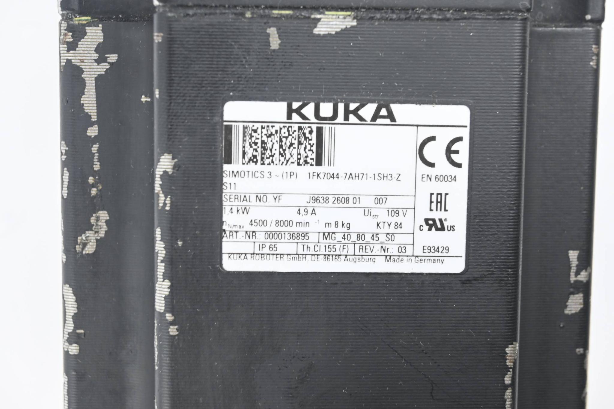 Produktfoto 2 von Kuka Simotics Servomotor 1FK7044-7AH71-1SH3-Z S11 ( 1FK7 044-7AH71-1SH3-Z ) S11