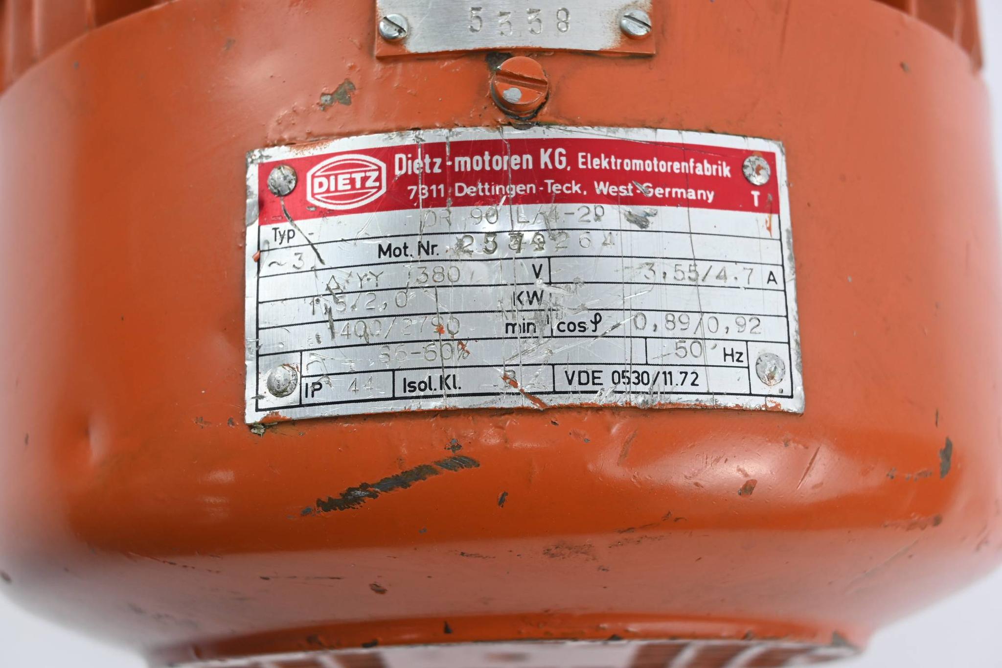 Produktfoto 2 von Dietz 3~ Motor DR 90 L/4-2P ( DR90L/4-2P ) 1,5/2,0kW 3,55/4,7A 1400-2790/min