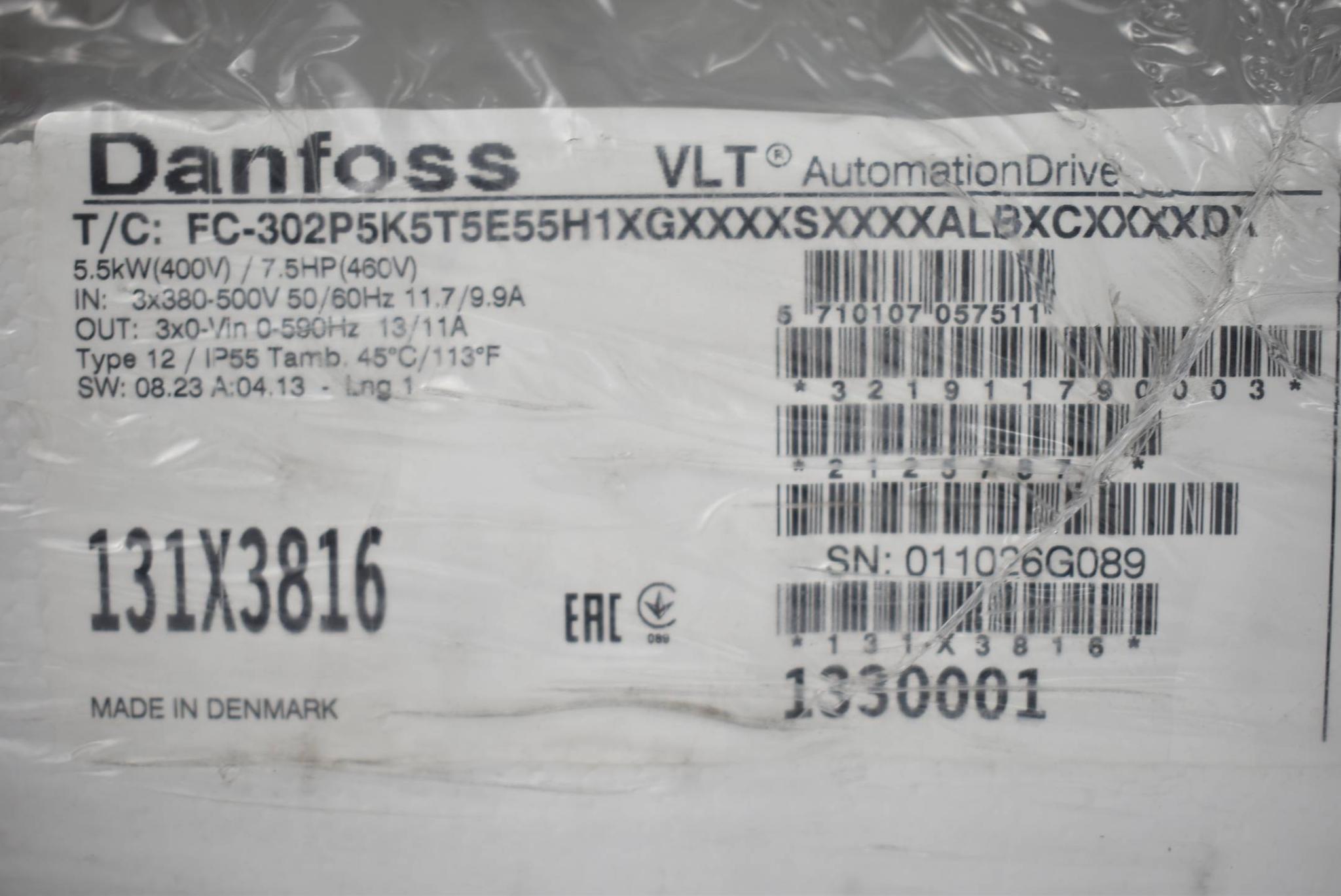 Produktfoto 1 von Danfoss VLT Umrichter FC-302P5K5T5E55H1XGXXXXSXXXXALBXCXXXXDX ( 131X3816 ) 5,5kW