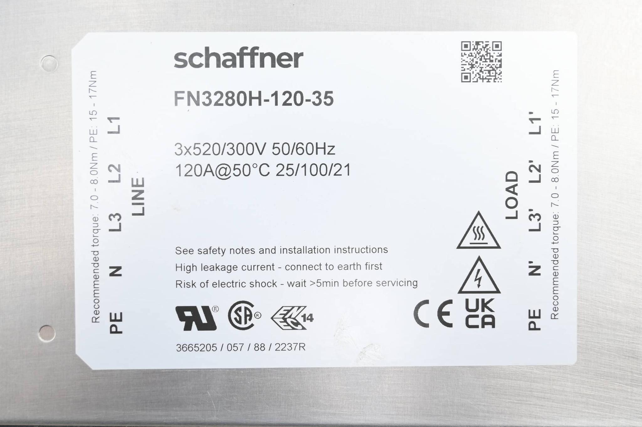 Produktfoto 2 von Schaffner Netzfilter FN3280H-120-35 ( 3x520/300V 50/60Hz )