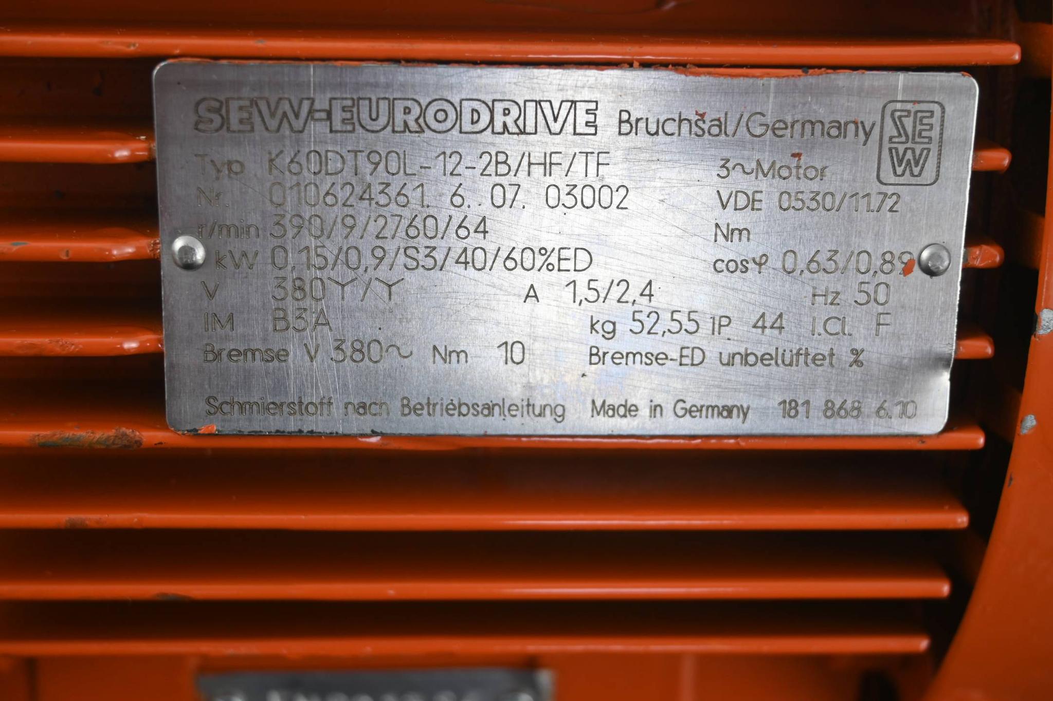 Produktfoto 1 von SEW Eurodrive Getriebemotor K60DT90L-12-2B/HF/TF ( K60 DT90L-12-2B/HF/TF )