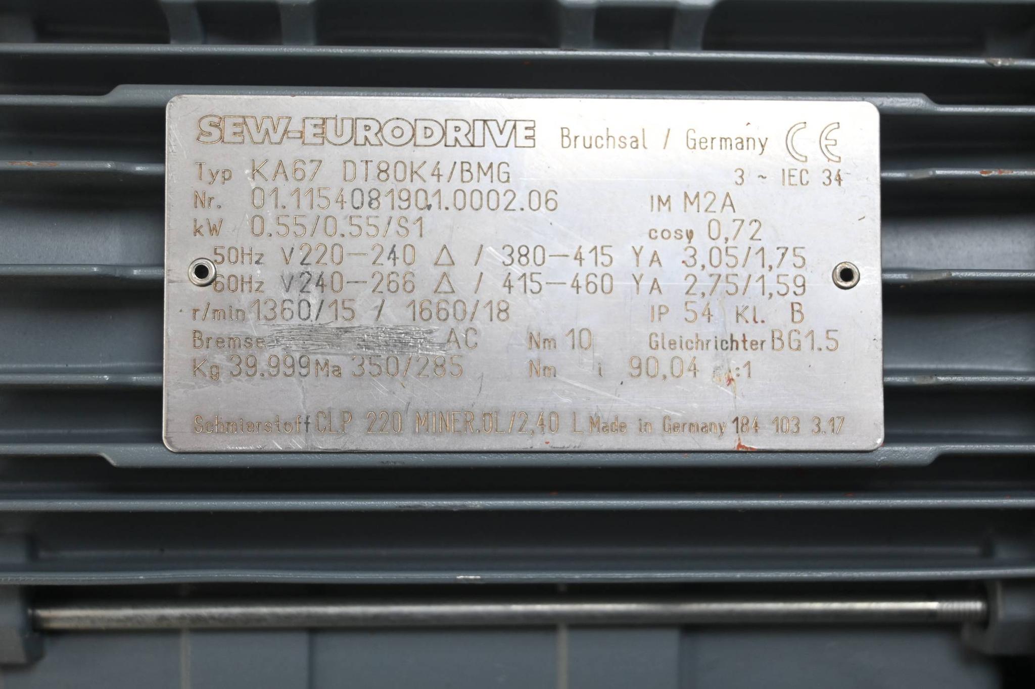 Produktfoto 1 von SEW Eurodrive Getriebemotor KA67DT80K4/BMG ( KA67 DT80K4/BMG )