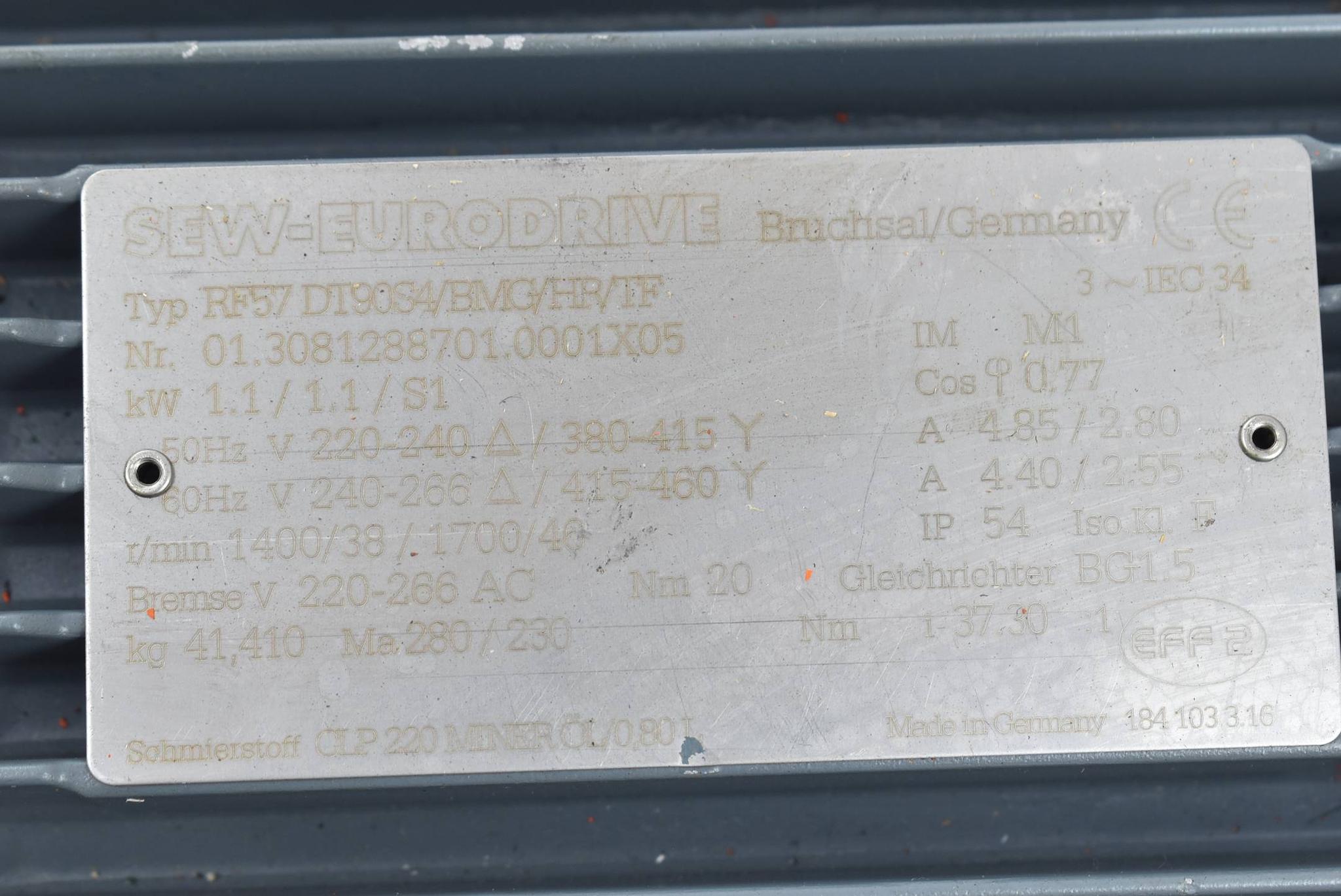 SEW-Eurodrive 3~ Getriebemotor RF57DT90S4/BMG/HR/TF ( RF57 DT90S4/BMG/HR/TF )