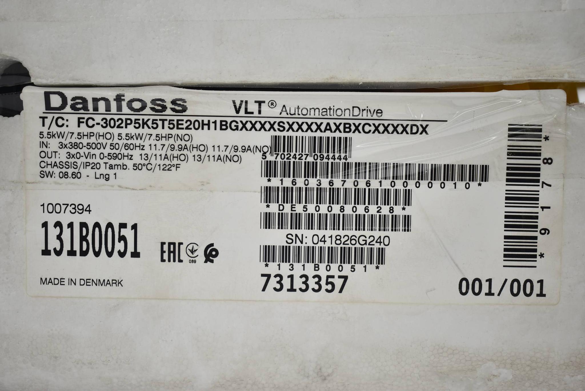 Produktfoto 1 von Danfoss AutomationDrive FC 300 VLT FC-302P5K5T5E20H1BGXXXXSXXXXAXBXCXXXXDX