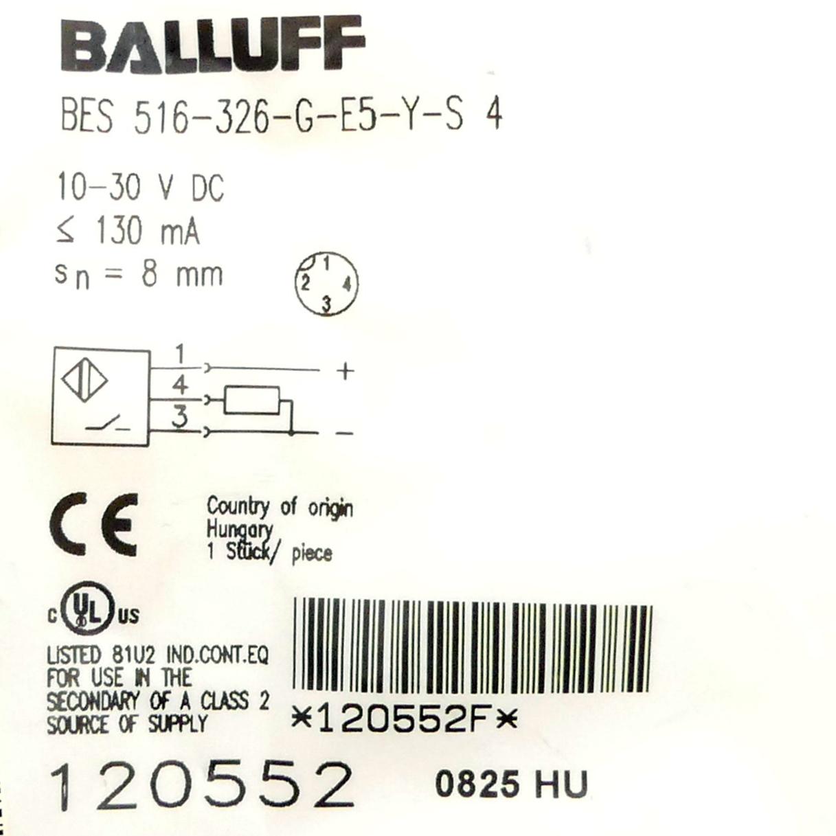 Produktfoto 2 von BALLUFF Nährungsensor BES 516-326-G-E5-Y-S 4