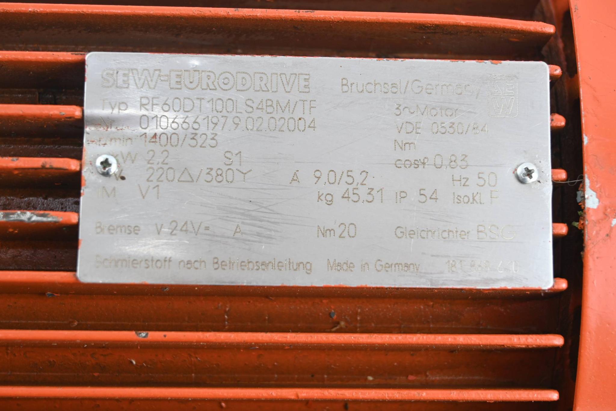 Produktfoto 1 von SEW Eurodrive Getriebemotor RF60DT100LS4BM/TF ( RF60 DT100LS4BM/TF )