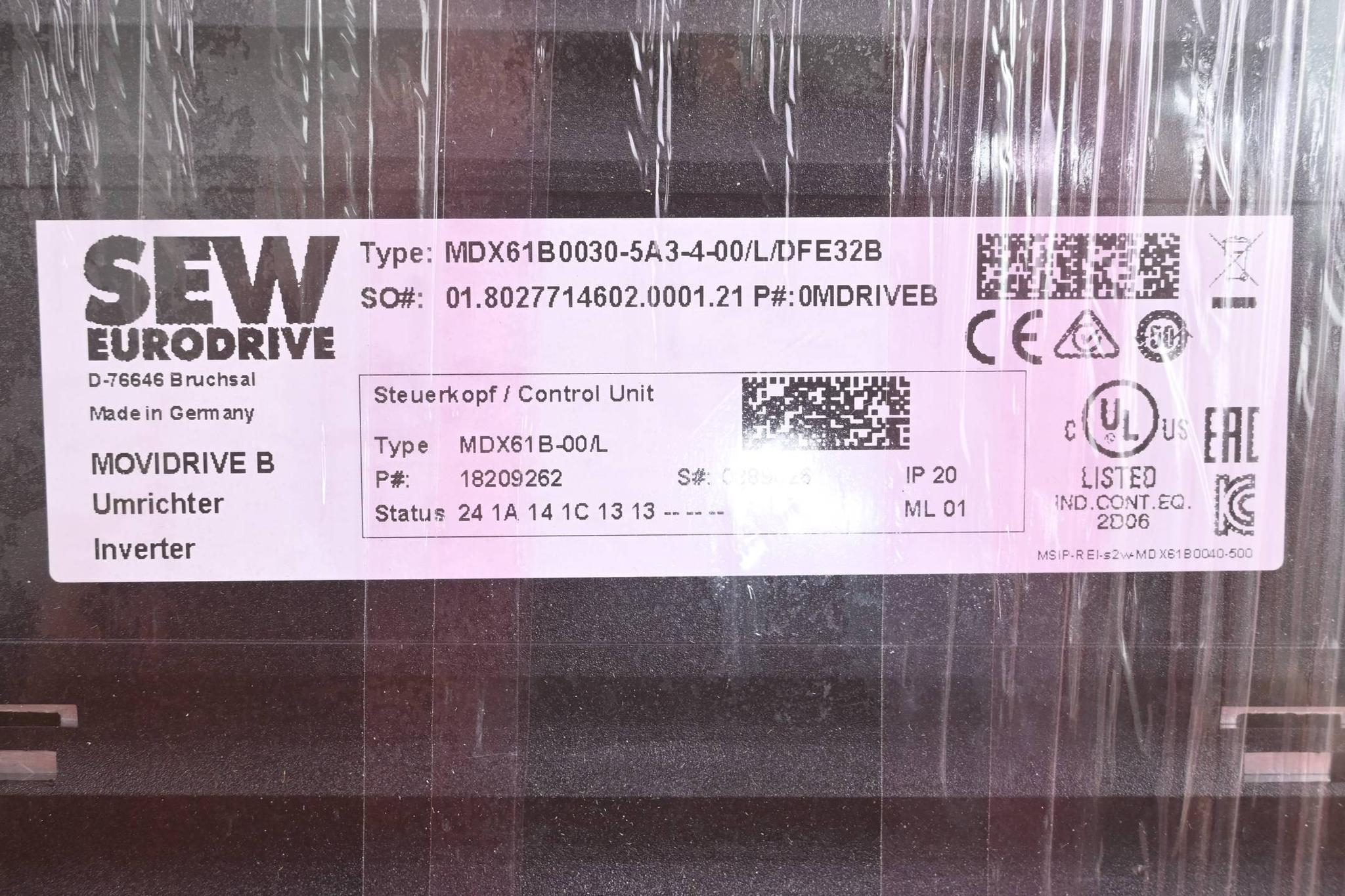 Produktfoto 3 von SEW Eurodrive Movidrive Umrichter MDX61B0030-5A3-4-00/L/DFE32B