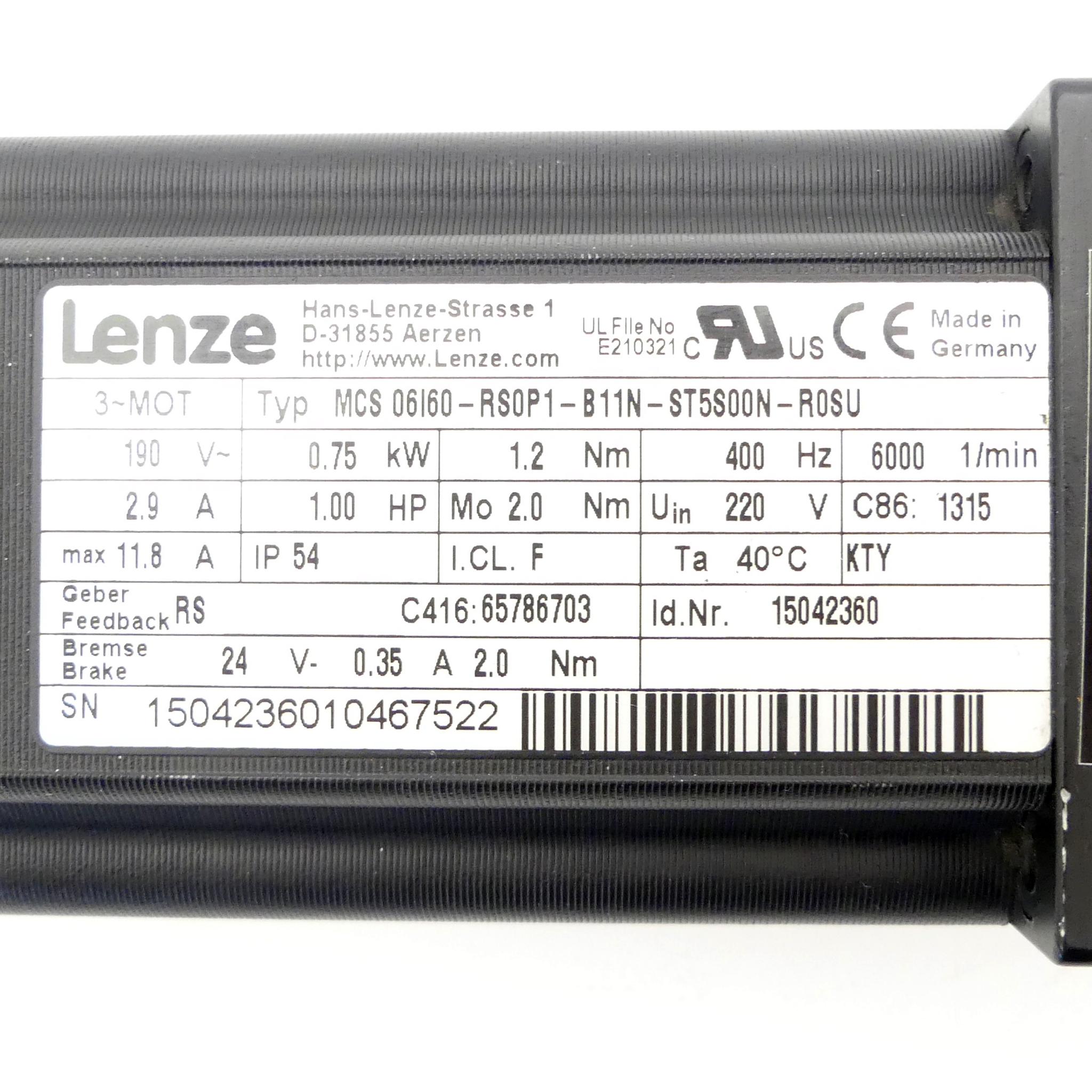 Produktfoto 2 von LENZE Servomotor 3-MOT