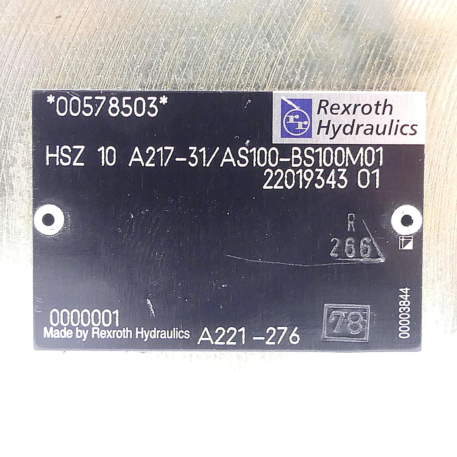 Produktfoto 2 von REXROTH Zwischenplatte HSZ 10 A217-31/AS100-BS100M01