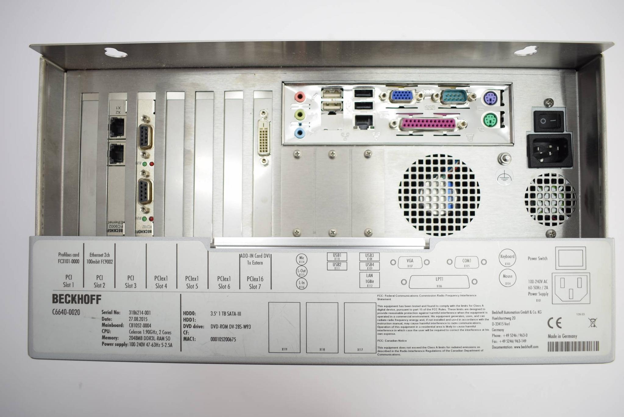 Produktfoto 1 von Beckhoff Schaltschrank Industrie PC C6640-0020 ohne Festplatte