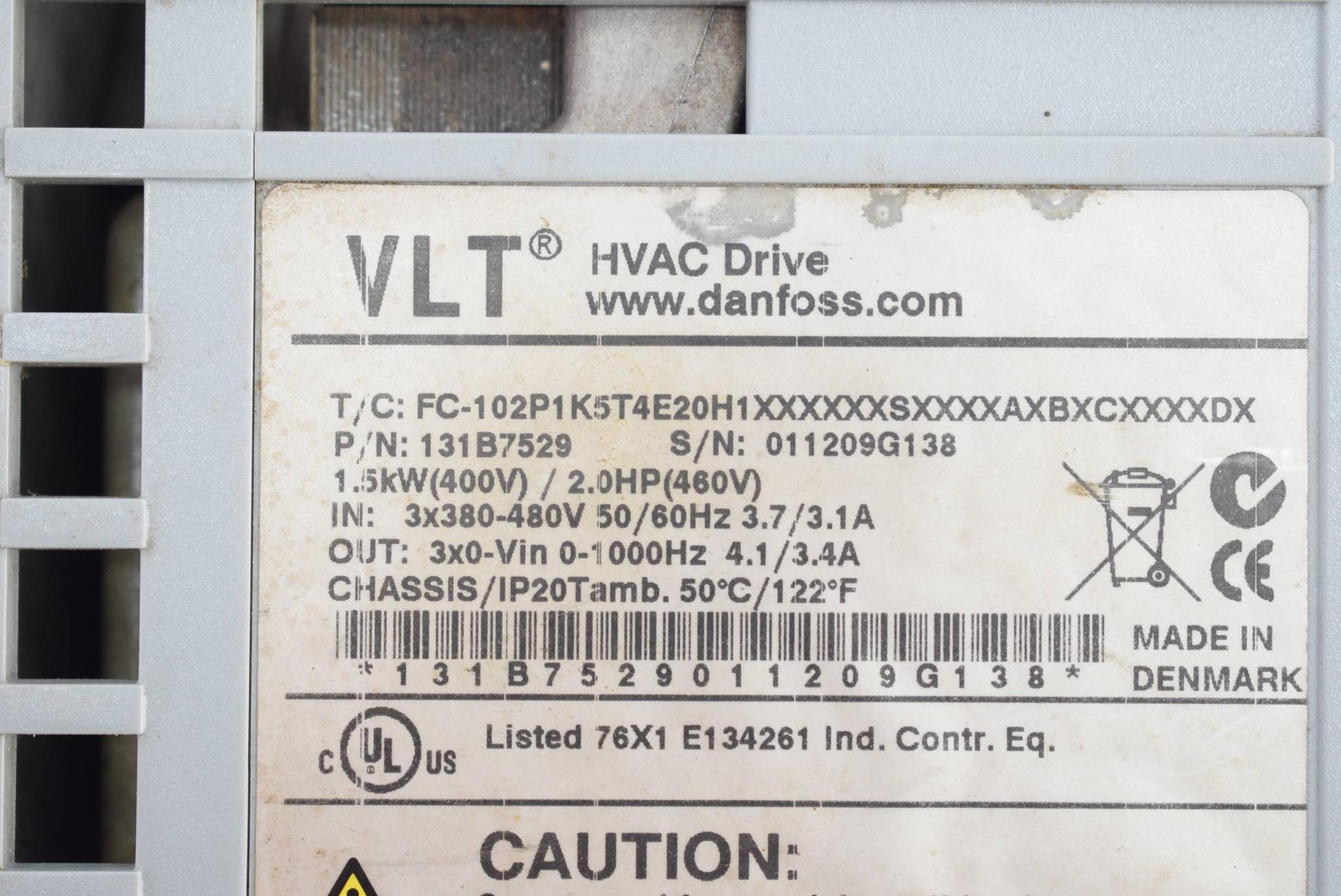 Produktfoto 3 von Danfoss VLT HVAC Drive 131B7529 ( FC-102P1K5T4E20H1XXXXXXSXXXXAXBXCXXXXDX )