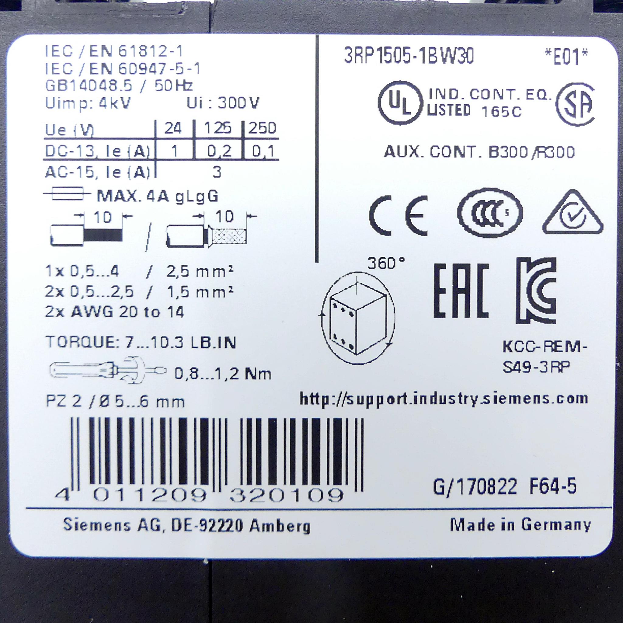 Produktfoto 2 von SIEMENS Zeitrelais 3RP1505-1BW30