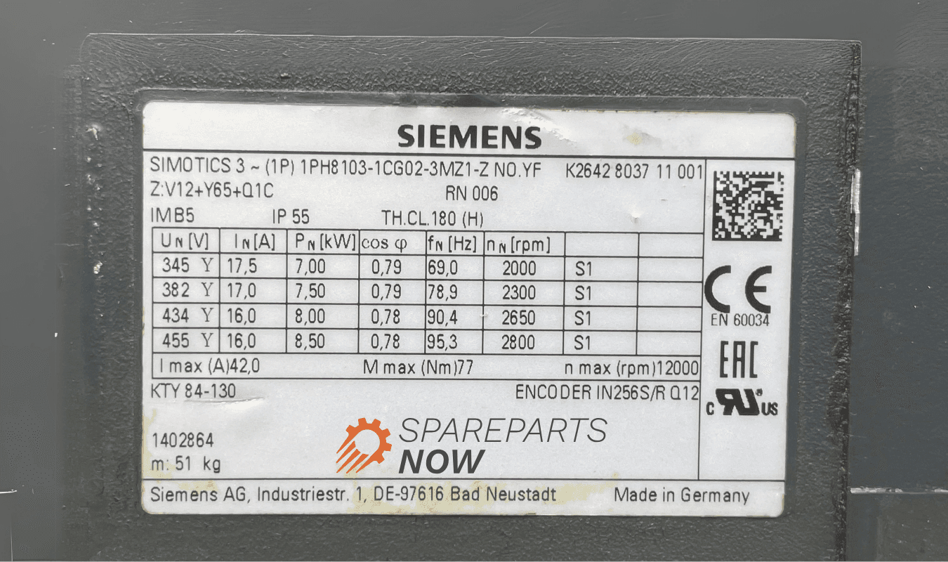 Produktfoto 5 von Chiron Hauptspindelmotor 1PH8103 von Siemens | SK 30 | 12.000 U/min | Vielzahnspindel