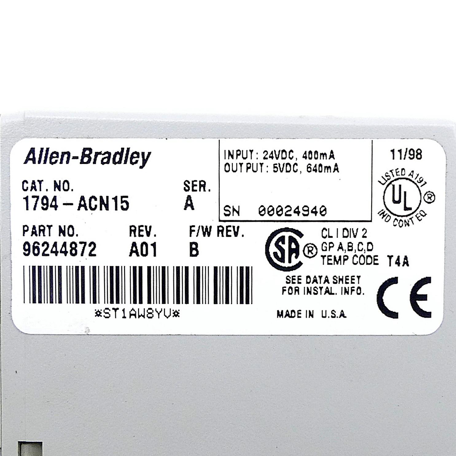 Produktfoto 2 von ALLEN-BRADLEY FLEX I/O ControlNet Adapter Modules