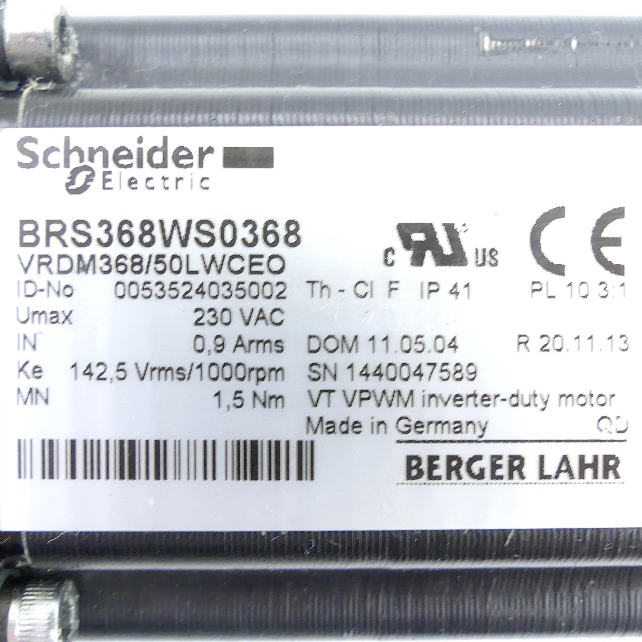 Produktfoto 2 von SCHNEIDER ELECTRIC Schrittmotor mit Getriebe BRS368WS0368