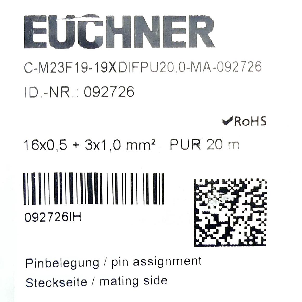 Produktfoto 2 von EUCHNER Anschlussleitung C-M23F19-19XDIFPU20,0-MA