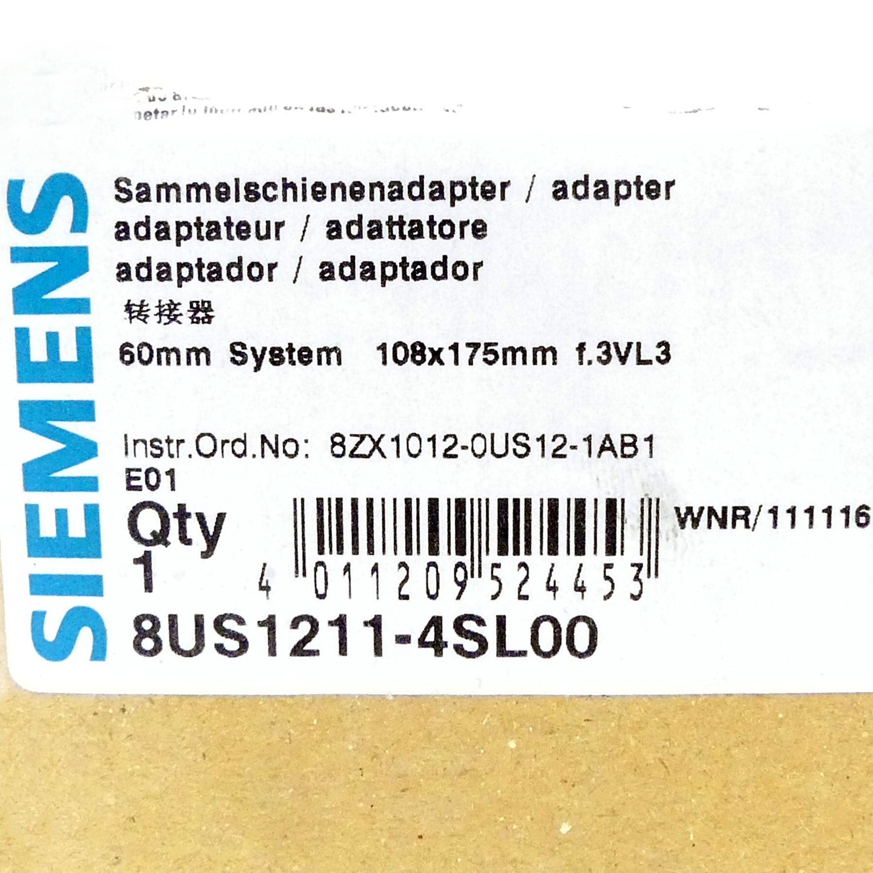 Produktfoto 2 von SIEMENS Sammelschienenadapter 60mm