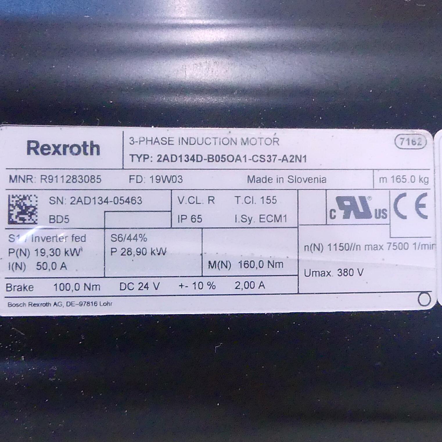 Produktfoto 2 von REXROTH Drehstrom Servomotor 2AD134D-B05OA1-CS37-A2N1