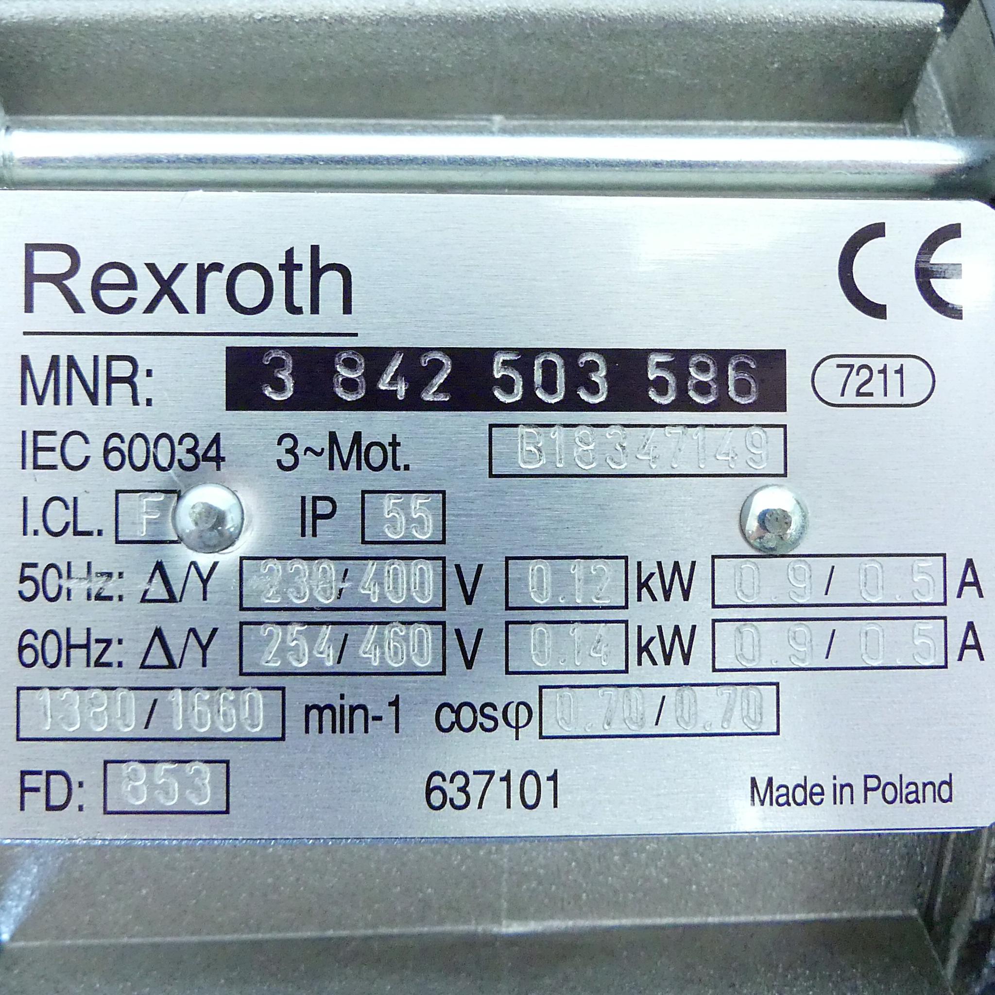 Produktfoto 2 von REXROTH Drehstrommotor mit Kabel 3 842 503 580