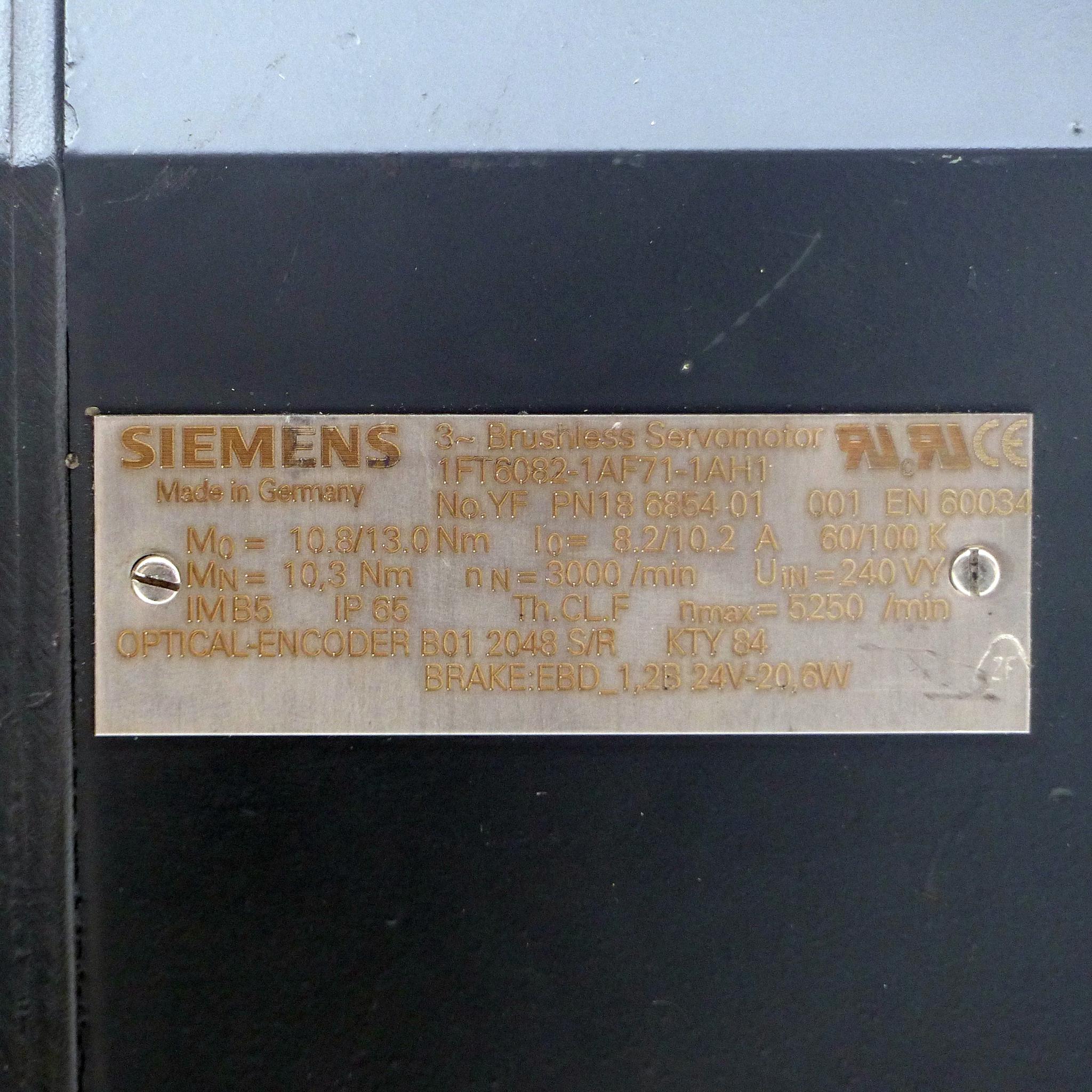 Produktfoto 2 von SIEMENS Bürstenloser Servomotor 1FK6082-1AF71-1AH1