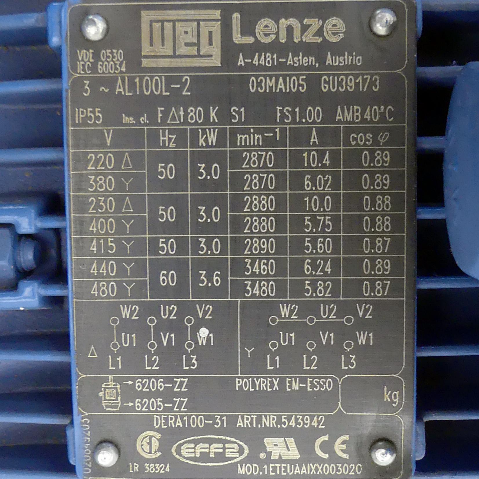 Produktfoto 3 von LENZE Drehstrommotor MDFRA 100-31-AL