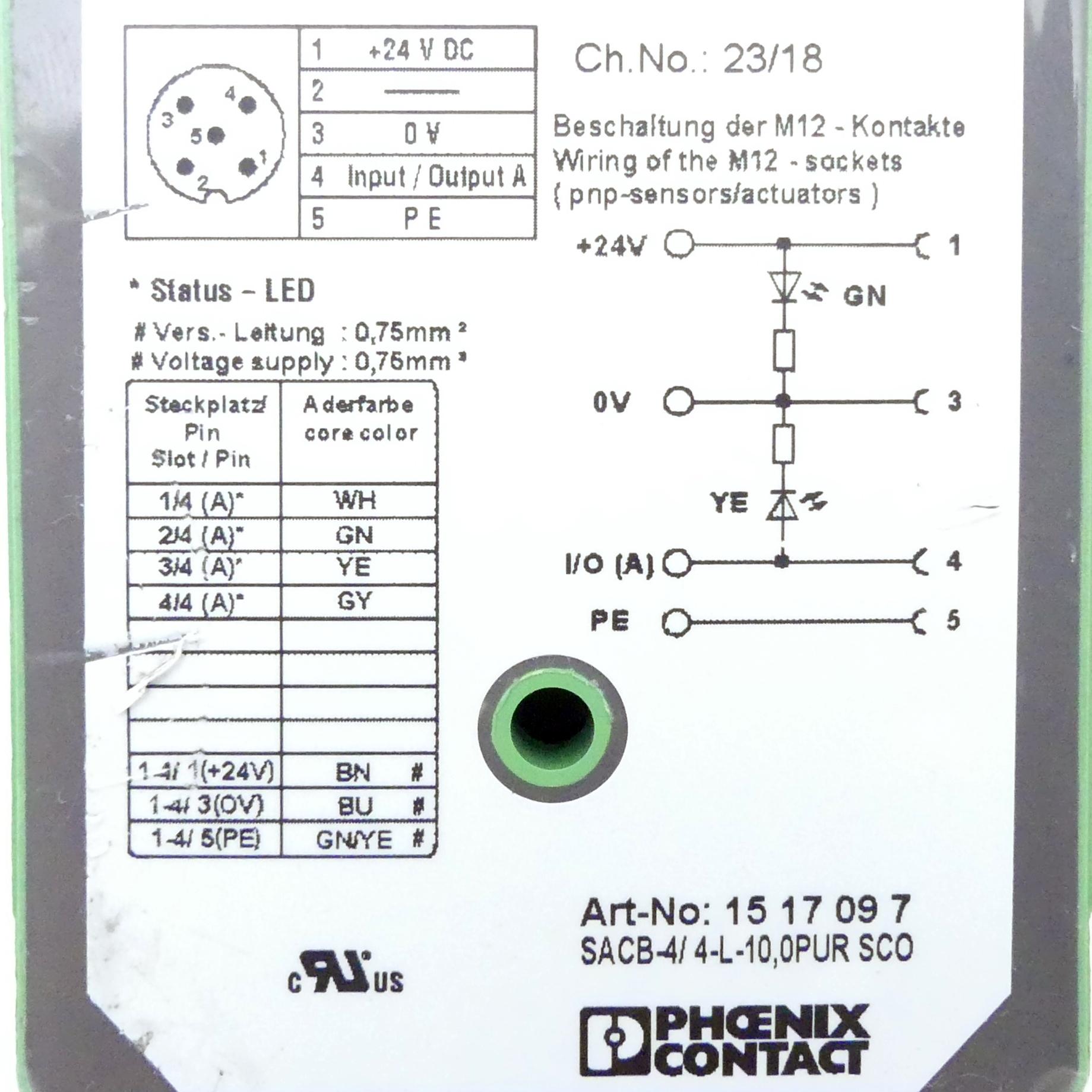 Produktfoto 2 von PHOENIX CONTACT Verteilerbox SACB-4/4-L-10,0PUR SCO