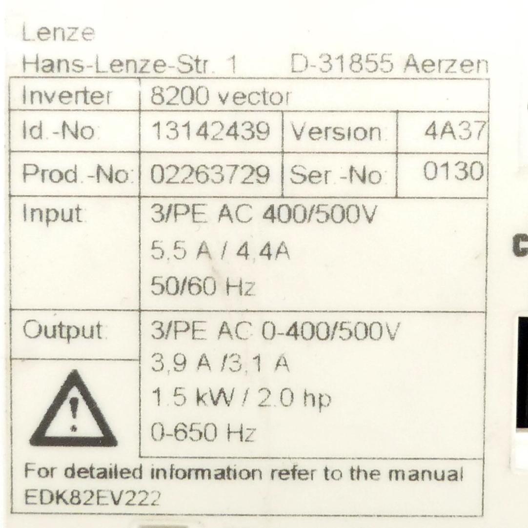 Produktfoto 2 von LENZE Frequenzumrichter  E82EV152_4C