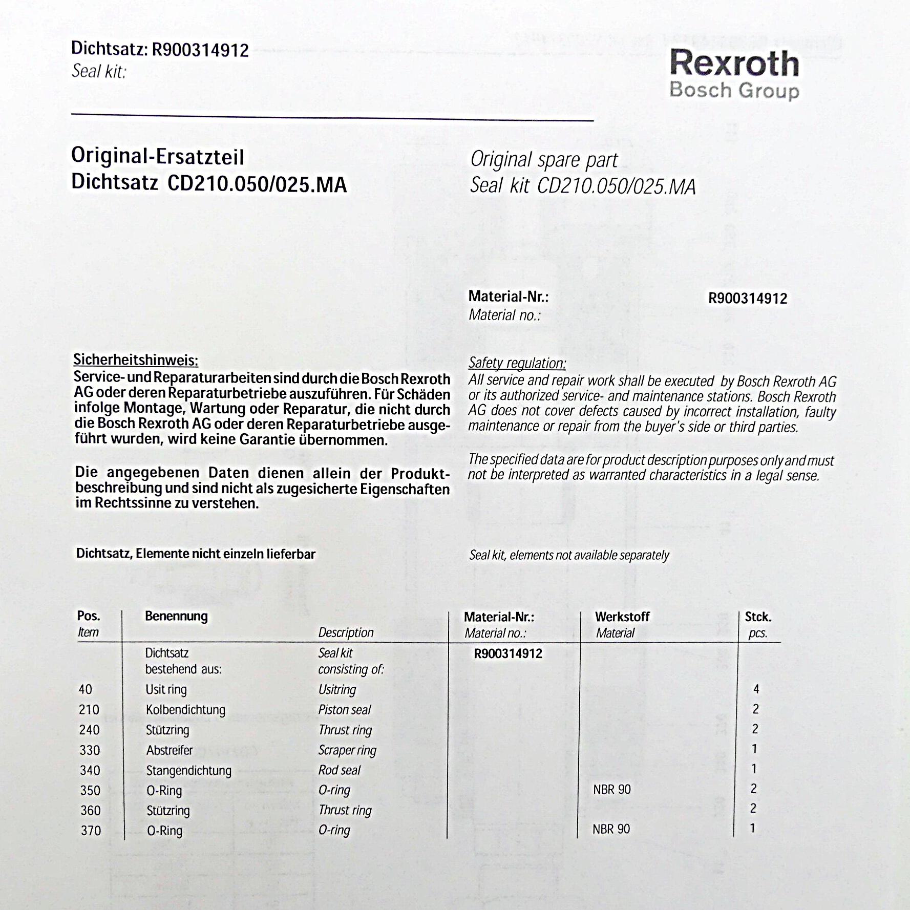 Produktfoto 3 von REXROTH Dichtsatz