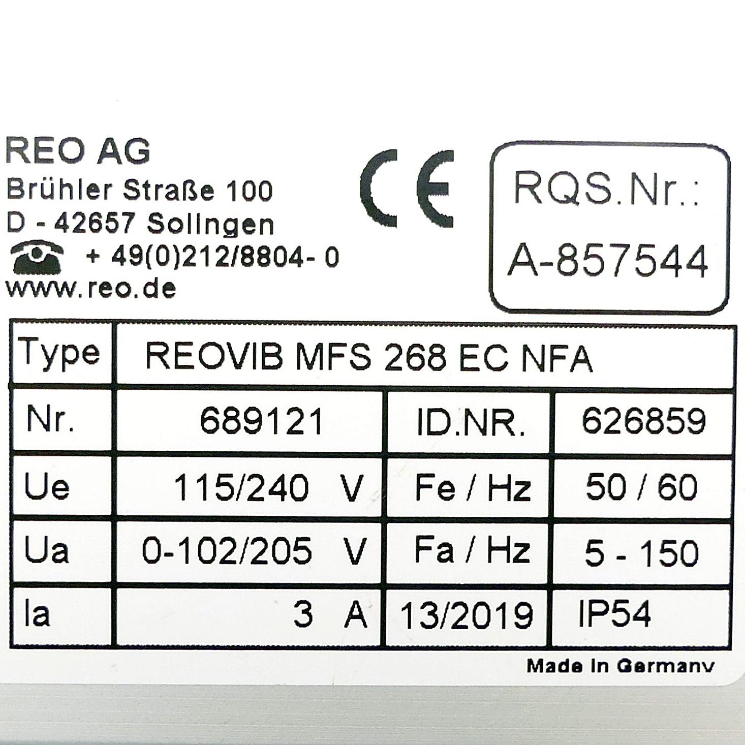 Produktfoto 2 von REO Frequenzumrichter REOVIB MFS 268 EC NFA